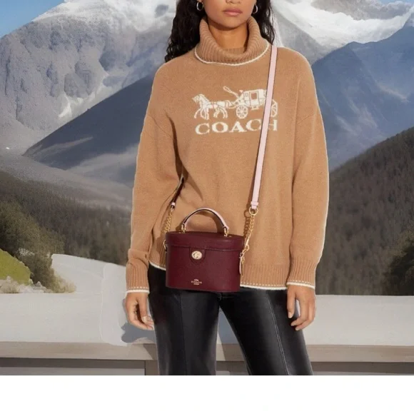 SOLD!! COACH Kay Crossbody With Glitter In Black Cherry Leather - Picture 14 of 14